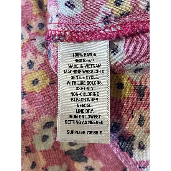 Womens a.n.a Pink‎ Floral Yellow Blue Midi Spring Dress Elastic Waist Size 8T - Picture 7 of 7